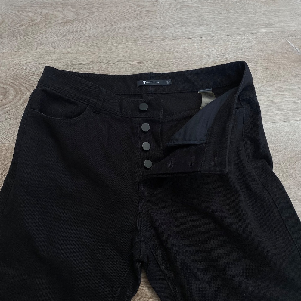 T Alexander Wang Black Cotton Lambskin Leather Pocket Jeans Women's Size 30x30 - Picture 6 of 12